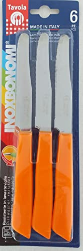 6 köksknivar (knivar) - italiensk rostfritt stål grönsak/biff, bordskniv bestick (orange)
