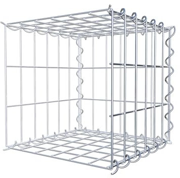 GABIONA Cesta de piedra de gavión rectangular, malla de 5 x 10 cm, profundidad de 30 cm, cesta de cultivo tipo 2, cierre de espiral, galvanizado (30 x 30 x 30 cm)