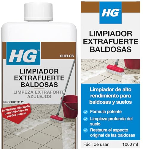 HG Limpiador Extra Fuerte Baldosas, Quitamanchas para Suelos de Cocina, Elimina la Grasa Acumulada y Restaura la Piedra Natural - 1L