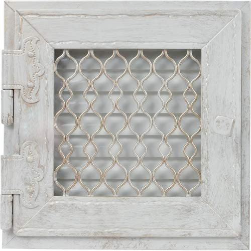 Kamin Ofen Lüftungsgitter RETRO Weiss 19x19 1 Flügel Tür Luftgitter Gitter