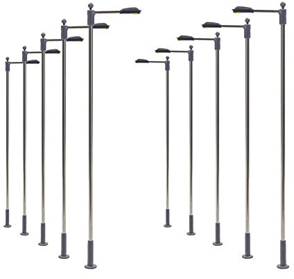 Evemodel LQS10 Whip Lamps LED 104 mm Track H0 Street Lamps Flexible Height Pack of 10