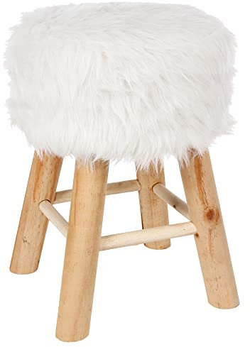 Atmosphera - Tabouret Oslo Effet Fourrure Blanc