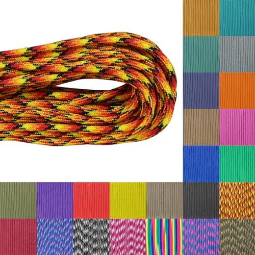 aufodara Paracord 49ft Schnüre Nylon Seil Survival kit Schnur 4mm 7 Kern Mehrzweck-Seil für Outdoor Armband Handarbeit Schlüsselanhänger Anhänger Haustier Halsband Hundeleine (Flammen)