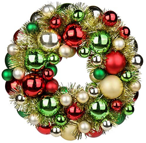 13 Zoll/33cm Weihnachtskranz, Türkranz, Weihnachtlicher Weihnachtskranz Outdoor, Weihnachtsdeko Indoor als Tür- und Tischdekoration für Advent und Weihnachten