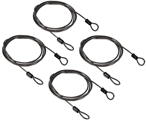 PATIKIL Säkerhetsstålkabel 2,5 mm x 1,5 m/4,92 fot belagt bagagelås vajer med dubbel ögla svart 4-pack