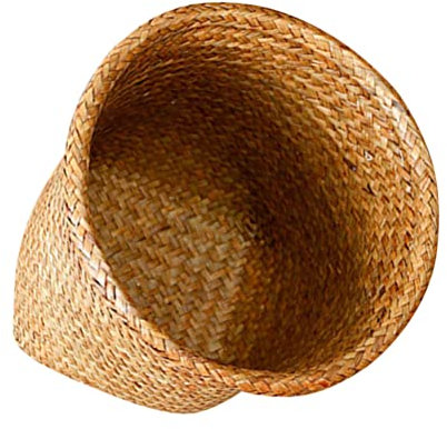 Healeved Cestino Intrecciato Rotondo Pattumiera In Vimini Cestino Rifiuti Contenitore Della Immondizia Cesto Della Biancheria Vasi Da Fiori Fioriera Per Il Bagno Di Casa