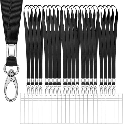 Lanyards for ID Badges, 20 Pack Cruise Lanyard for Ship Cards with Waterproof ID Badge Holder Cruise Essentials 2025 Black