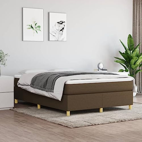 CKioict Doppelbett/Einzelbett Gästebett Schlafzimmermöbel Boxspringbett Dunkelbraun 140x200 cm StoffGeeignet für Schlafzimmer, Wohnzimmer, Gästezimmer