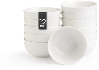 Home4You Müslischalen 12er Set - Ø 14 cm - Knochenporzellan - Weiß - Spülmaschinenfest - Dessertschalen Salatschüsseln