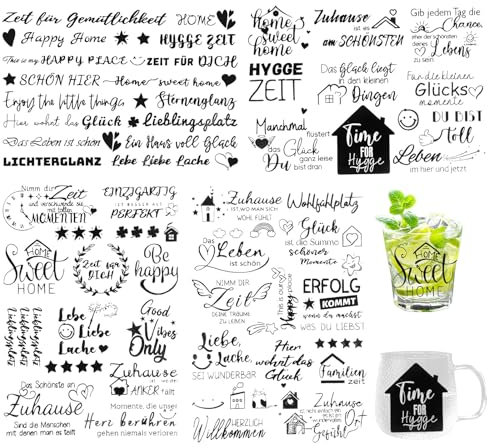 BDHYYM 4 Stück Rub On Sticker, 21x11cm Rub Stickers Glas, Holz, Fotoalbum, Geburtstag, Scrapbooking, DIY Deko, Aufkleber Aesthetic