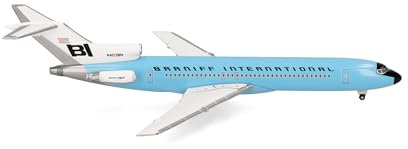 Herpa Modellflugzeug Braniff International Boeing 727-200 - N403BN - Solid New Dark Blue, Miniatur im Maßstab 1:500, Sammlerstück, Modell ohne Standfuß, Metall