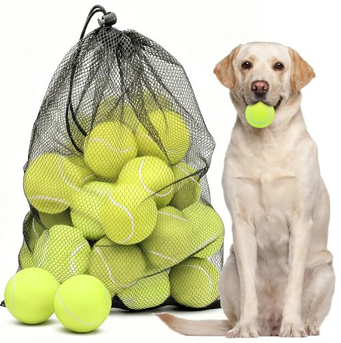 Jonuin 20 Pcs Small Tennis Balls for Dogs, 6.3cm/2.5'' Mini Tennis Balls with Mesh Carrying Bag, Tennis Ball for Dogs Pets Playing Fecth, Small Tennis Ball for 2.5 Inch Dog Ball Launcher