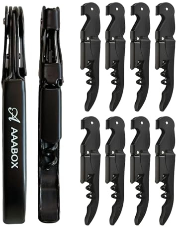 AAABOX Pack of 10 Sacacorchos Profesional Sommelier de Doble Palanca,3 en 1 Abridor de Vino con Espiral de Acero Inoxidable(Negro)