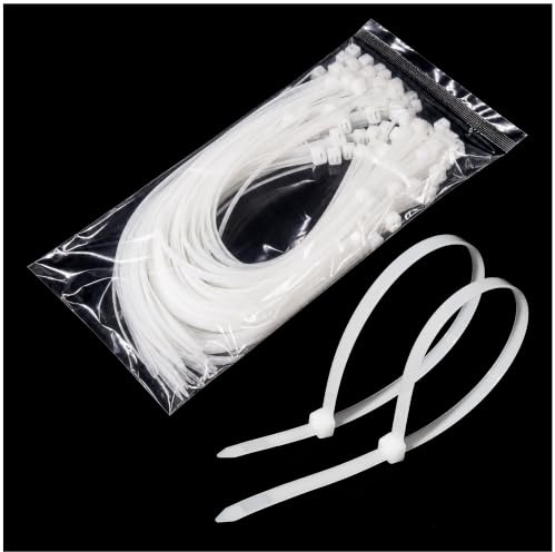 KAXIMON Clear Cable Ties 400mm X 8.8mm (100 Pack), Large Cable Ties White Nylon Zip Ties Heavy Duty with 80kg Tensile Strength, Self-Locking Plastic Tie Wraps for Home, Garden, Office