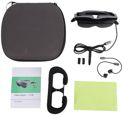 Zunate Smarta 3D-glasögon med 1080p-skärm, Dioptrijustering, Magnetiska Tillbehör för Privat Bio, för Filmer/spel