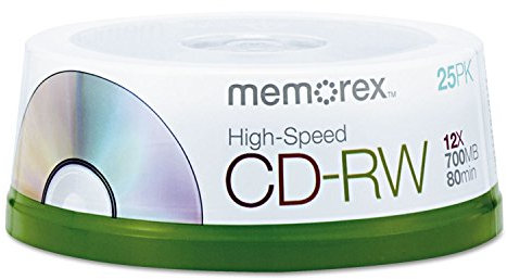 Memorex 80 Minute CD-RW 4 x – 12 x HIGH Speed 25 Pack Spindel