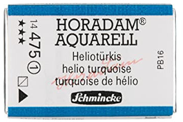 Schmincke – HORADAM® AQUARELL - feinste Künstler-Aquarellfarben, 475 Heliotürkis, 14 475 043, 1/1 Näpfchen