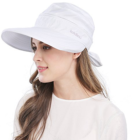 Wide Large Brim Sun Hat Summer UV Protection Thin Hat 2 in 1 Beach Sun Hat,White,One Size