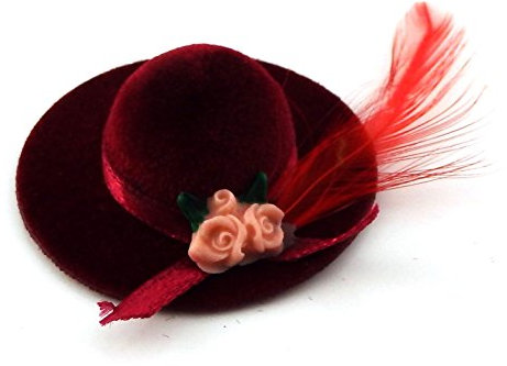 Melody Jane Puppenhaus Rot Damenhut mit Feder Miniatur Milliner Shop Zubehör