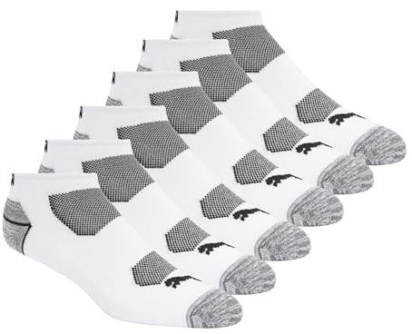 PUMA Mens 6 Pack Low Cut Socks, White Traditional, 10-13
