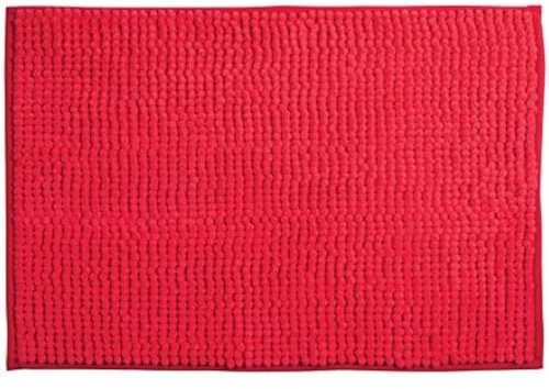 MSV Badteppich Badvorleger Duschvorleger Chenille Hochflor Badematte 40x60 cm – Rot