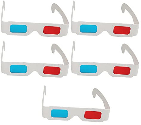 Othmro Lot de 20 Lunettes de Style 3D Durables Lunettes de Visionnement 3D Lunettes de Jeu de Film 3D Rouge-Bleu Lunettes 3D Cadre Lentille en Résine Blanche pour 3D TV Cinéma Films à la Maison
