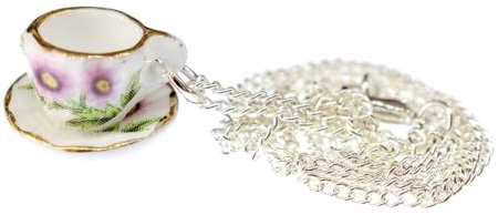Miniblings Kaffekopp tekopp te kaffe halsband 45 cm mugg kruka porslin guldkant