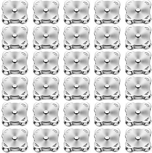 Winfred 30 Stück Magnetische Knöpfe, Magnetverschluss Taschen DIY Magnetknopf zum Annähen für Jeans, Kleidung, Tasche, Sammelalben (19mm/Silber)