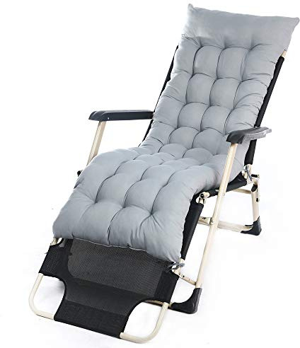 Wangle Cojín para tumbona, cojín grueso para silla mecedora, para tumbonas, tumbonas, exteriores, jardín, patio, relajante, funda de cojín de repuesto antideslizante con lazos, 160 x 50 x 10 cm, color