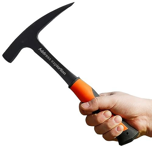 Pico de Roca, Martillo Geológico de 800 g con Mango Recubierto de Plástico TPR, Martillos de Punta Puntiaguda, Herramientas Manuales de Geología Multifuncionales para Exploración de Minerales