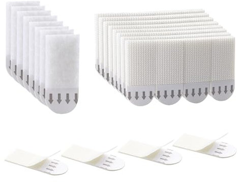 ZTVOWTO 24 Paar 2cm×4.6cm PowerStrips Klebeband, Posterstreifen, 48 Klettverschluss Selbstklebend für Bilder, Rahmen, Spiegel, Wanddekorationen und Beschilderung