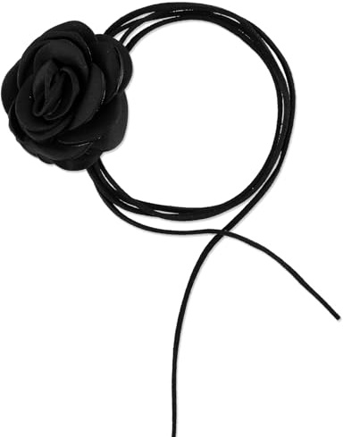 Black Flower Choker Necklace, Choker Flower Necklace Rose Vintage FlowerNecklace, Adjustable Velvet Floral Neckband Chokers for Rose Summer Beach Chokers Bridesmaid for Women Girls(Black)