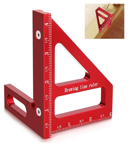 YiJiuBa 3D-Zimmermannswinkel Messwerkzeuge, 45/90° Grad Quadratischer Winkelmesser Winkelverbinder Speedmarker, hochpräzises Lineal Layout Mehrzweck Messwerkzeug für holzbearbeitung, Ingenieure