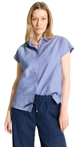CECIL Damen B344629 Chambray Bluse, Blouse Blue, Large