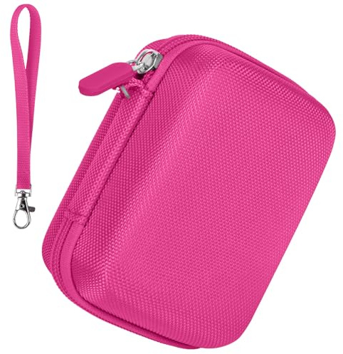 Tasche für Digitalkamera kamera Fotoapparat 44MP FHD 1080p Fotokamera Kompatibel mit Spiegelreflexkamera & Bridgekamera, Mini Retro Aufbewahrungsbox, Reißverschluss Mesh Tasche passt USB Kabel(Rose)