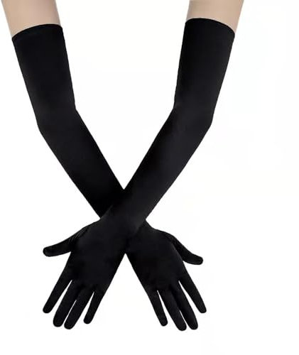 BinPhorm Long Black Elbow Satin Gloves,Opera Gloves Evening Party Dance Gloves Silk Gloves for Women Wedding Tea Party Cosplay Costume Halloween