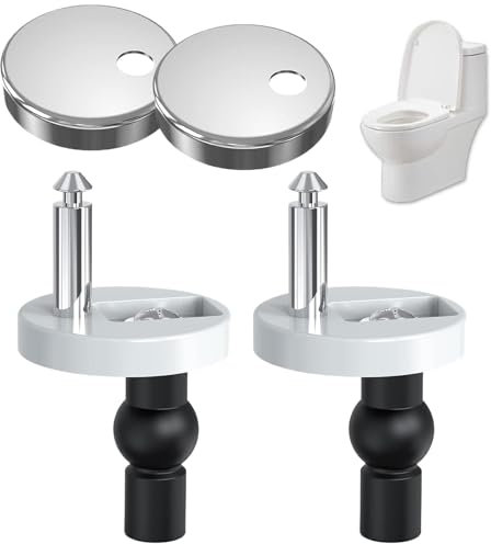 2 Pack Soft Close Toilet Seat Hinges & Fixings - Quick Release Top Fittings, Replacement Bolts for WC Blind Holes