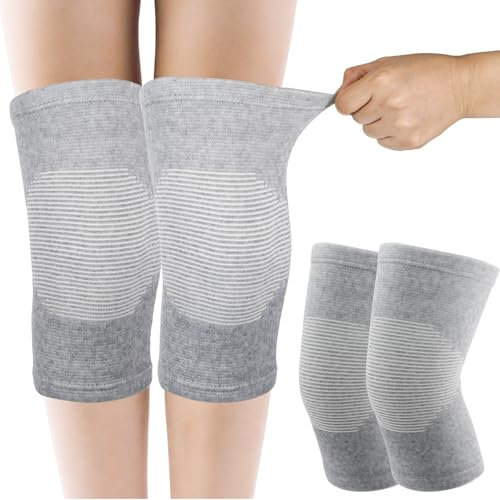 HJZHII 2 Pièces genouillere arthrose genou,genouillere pour femme,genouillères en bambou genouillères élastiques de compression pour filles hommes sport ski cyclisme course