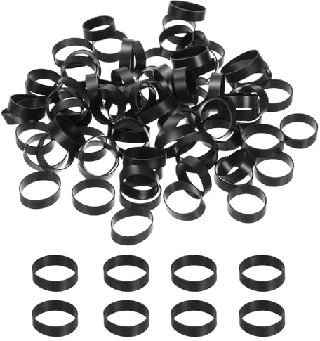 PATIKIL Silikongummiband buntband 2,3 cm, 80 st platt gummi elastiskt band för kontorsmaterial hem sladdomslag, svart