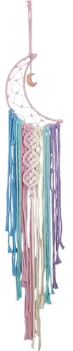 GORGECRAFT Atrapasueños de Luna Tejido Bohemio con Borlas de Colores Tapiz de Macramé para Colgar En la Pared de Media Luna de Ganchillo Bohemio Atrapasueños Hecho A Mano para Dormitorio Sala de Estar