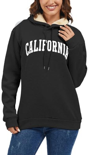 NLAND Sudadera con Capucha de Forro Polar para Mujer Jersey Manga Larga Casual Hoodie Oversized Fleece Sudadera Pullover Hombre(Negro,L)