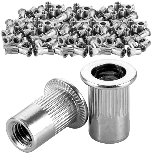 DAJAVE Dadi per rivetti ciechi, in acciaio inox, dadi rivettati, robusti dadi a testa svasata per piastre in metallo e plastica, inserti filettati a testa piatta (M6x15)