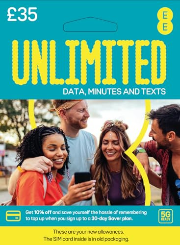 EE Pay As You Go SIM Card UK PREPAID PAYG with Unlimited data, minutes and text bundle - worth £35