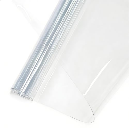 JERLITU Clear PVC Vinyl Fabric 0.5mm Transparent Vinyl for Sewing Decor | 40x120cm Clear Vinyl Fabric, PVC Sheet Super Clear PVC Roll Waterproof Film for DIY Hand Crafts Fashion Accessories Covers