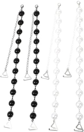 Lurrose Tirantes de Sujetador Ajustables con Diseño de Perlas Decorativas Antideslizantes, Aleación Fácil de Instalar para Ropa sin Mangas, 2 Pares