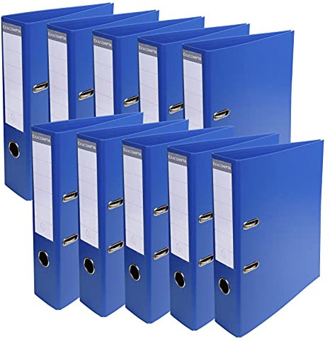 Exacompta 53752E 10er Pack Premium PVC-Ordner Prem´Touch. 7 cm breit DIN A4 Ringordner Aktenordner Briefordner Büroordner Plastikordner Schlitzordner dunkelblau