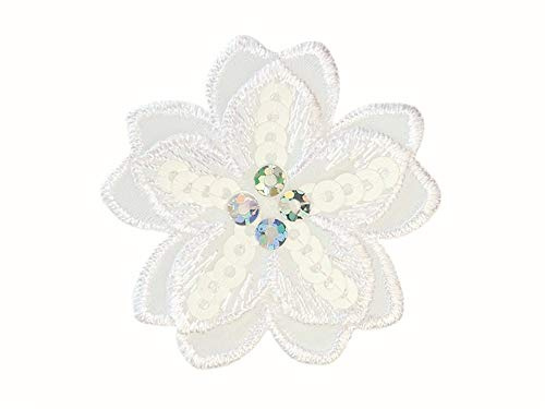 Mono-Quick GmbH Applikationen - Fashion and Home - aufbügelbar Doppelblüte ca. 4,0x4,0 cm weiß