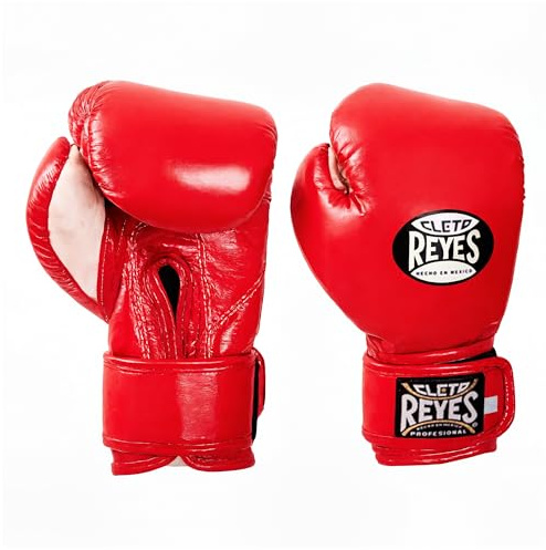 CLETO REYES Professional Boxing Gloves for Kids, Girls and Boys, Training, Sparring and Punching, MMA, Kickboxing, Muay Thai, Leather, Hook and Loop Closure, 3-5 Years, 5.6 oz, Classic Red