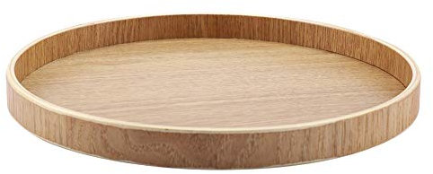Vikye Rundes Holztablett, hochwertiges Holz Serviertablett Teller Umweltfreundliche Speisen für Teeservice Früchte Süßigkeiten Lebensmittel Wohnkultur(24cm)