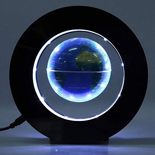 SLRMKK Globes World Sphere map Blue Earth Floating Rotating Globe World Map with LED Light Globes Decorated for Children's Gifts in The Office Model 7.12 inches